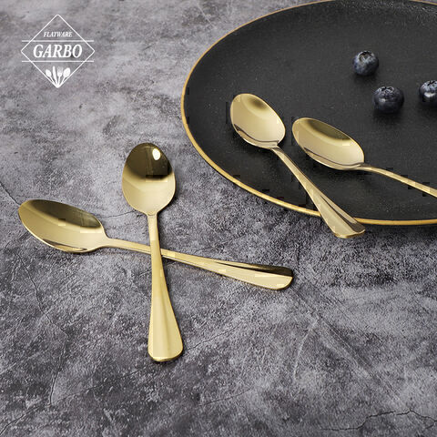 Cuillère à dîner en acier inoxydable minimaliste moderne doré PVD en gros