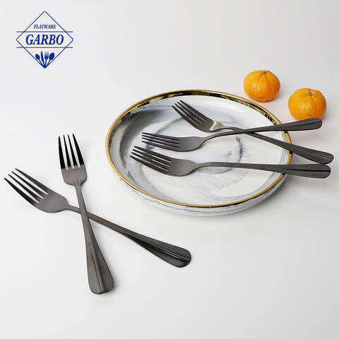 Fourchette à dîner en acier inoxydable PVD noir populaire d'Amazon avec un design minimaliste