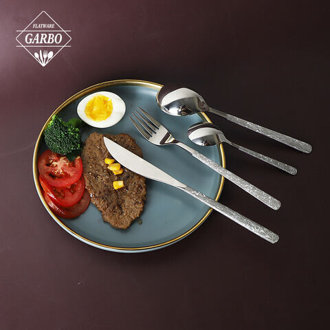 Silver mental dinner fork with modern marbling design worldwide hot sales stainless steel dessert fork