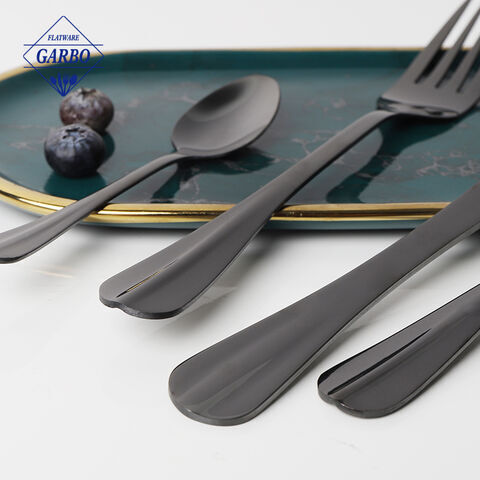 Modern Black Stainless Steel Flatware Knife Fork Spoon Set with Display Box