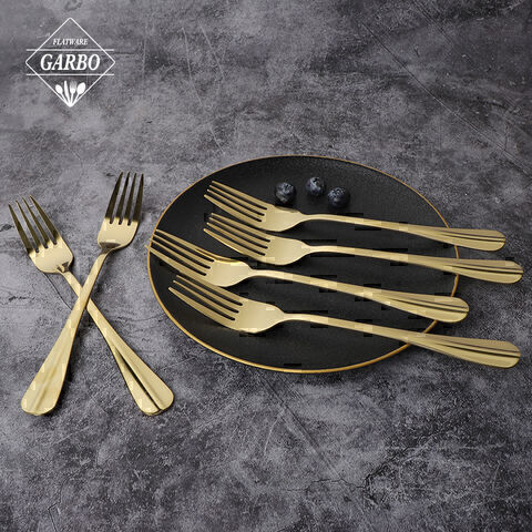 Fourchette à dîner minimaliste en acier inoxydable dorée Amazon Best Selling Wholesale
