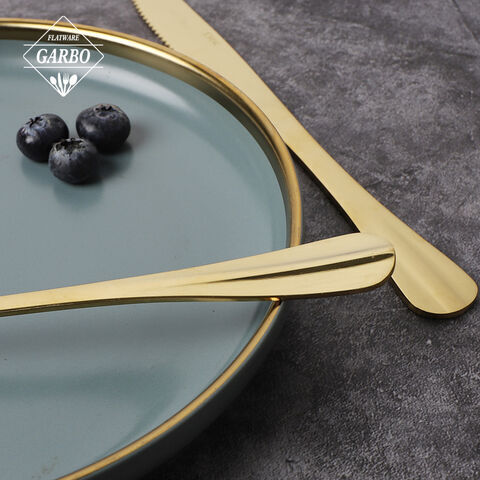 Fourchette à dîner minimaliste en acier inoxydable dorée Amazon Best Selling Wholesale