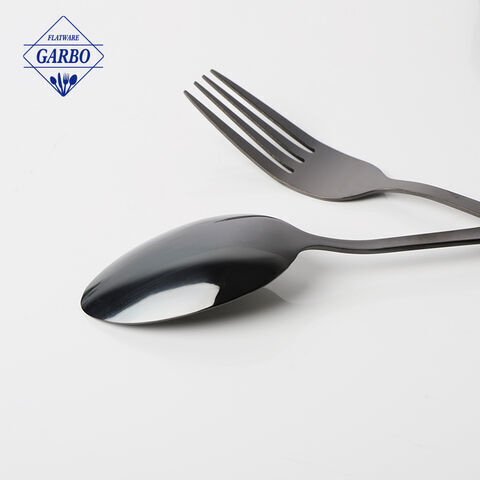 Hot Sale Elegant Popular Mirror Finished Black Stainless Steel Dinner Spoon