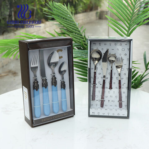 Manufacturer Of Custom EDM Supplier Silverware Flatware Luxury 24 Pcs Cutlery Stainless Steel Flatware Set