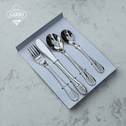 Modern and elegant in fashion silver spoon fork set flatware Dining Kitchen Utensils