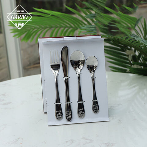 Modern and elegant in fashion silver spoon fork set flatware Dining Kitchen Utensils