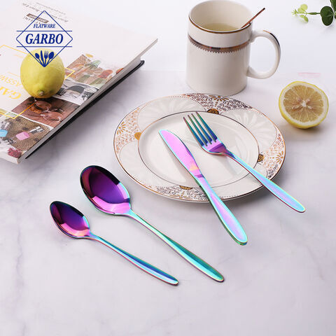 Wholesale Colorful Portuguese Style Stainless Steel Cutlery Set Flatware