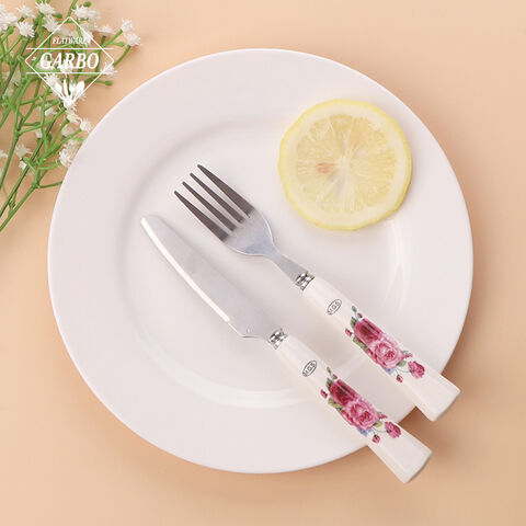 Children favorite stainless steel flatware set marble handle kids cutlery