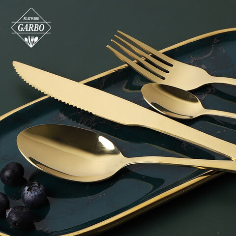 Amazon Top Seller Cuillère à dîner en acier inoxydable doré de style moderne