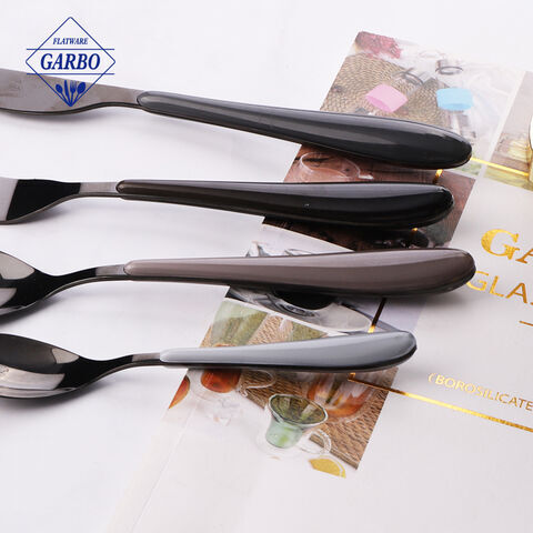 Chine manufature noir PVD dîner couteau fourchette cuillère avec manche en plastique