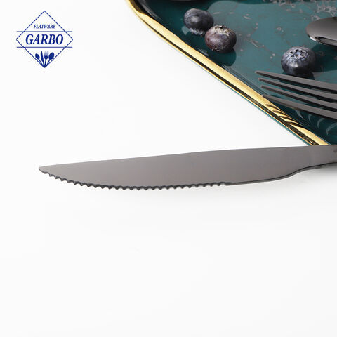 Amazon 一番ホットな出品者 エレガントな PVD ​​ブラック ステンレススチール シャープなステーキナイフ