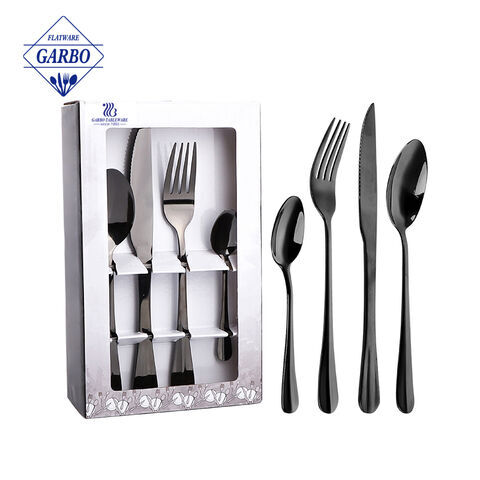 Royal banquet blue gold stainless steel cutlery dinner set European market wholesale gift set