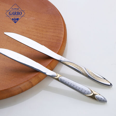 Restaurant Used Embossed Handle Luxury Gold Plated Cutlery