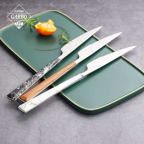 Silverware stainless steel cutlery set with marble printing ceramic handle