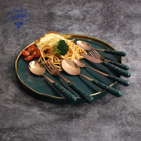 China Factory utlery na may ceramic marble design handle para sa catering food service