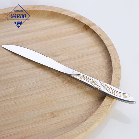 New design 201 stainless steel cutlery set with gold e-plated handle for Middle East market
