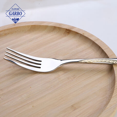 New design 201 stainless steel cutlery set with gold e-plated handle for Middle East market