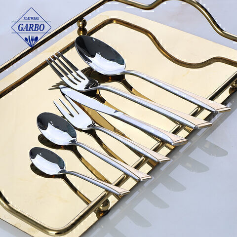 Ready Goods Silver Stainless Steel Cutlery Set with Gold Painted Handle