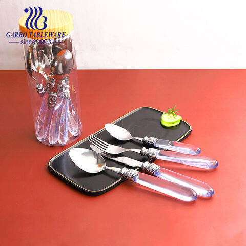 Plastic handle stainless steel flatware popular in South America