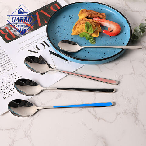 Plated color handle silver spoon stainless steel dinner spoon