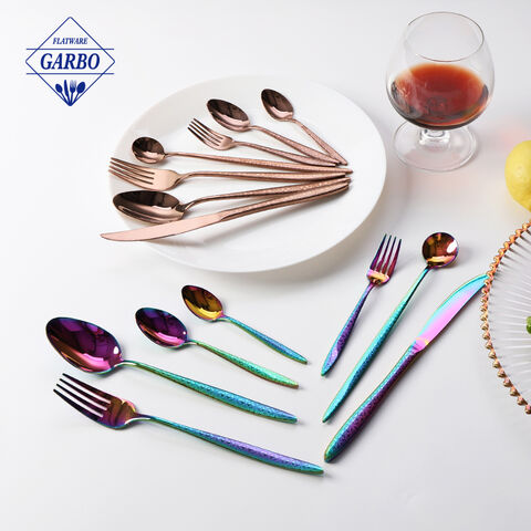 Rainbow color stainless steel high quality flatware set