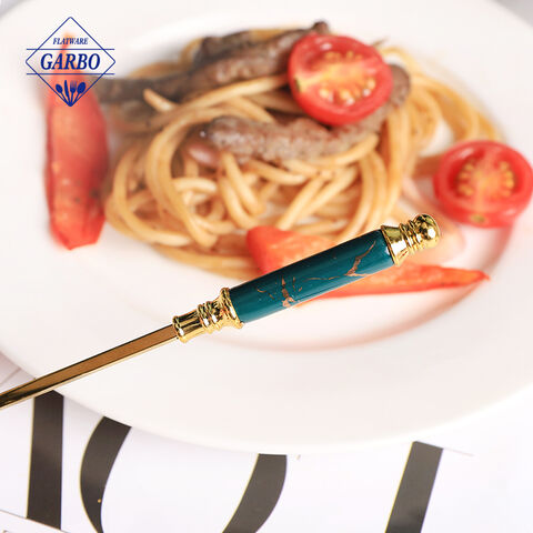 2023 new hot sale gold ceramic handld dinner knife for steak 