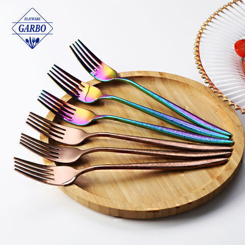 Colored mirror polish high end stainless steel flatware dinner fork