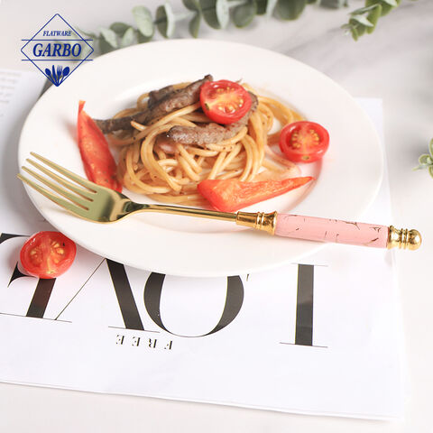 High quality golden flatware with ceramic handle design for dinner 