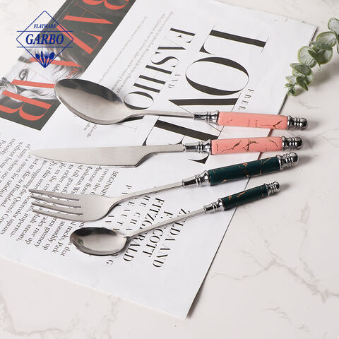 Customized classic ceramic handle cutlery set for home hot sale in Amazon 