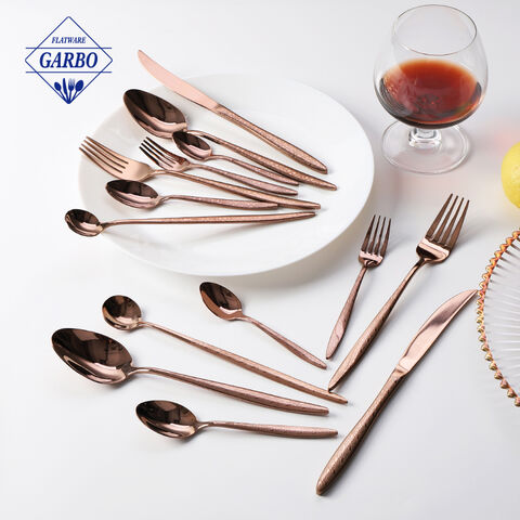Tabletop decor rose gold color kitchen utensil 201 stainless steel flatware set