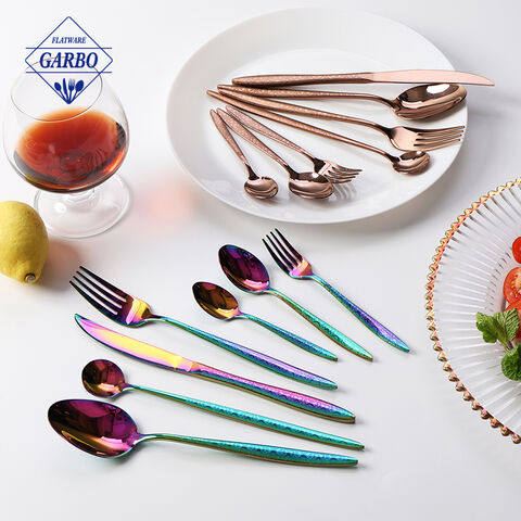 Tabletop decor rose gold color kitchen utensil 201 stainless steel flatware set