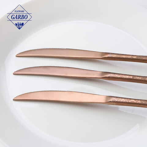 China manufactures 201 410 stainless steel cutlery set rose gold color kitchen utensil