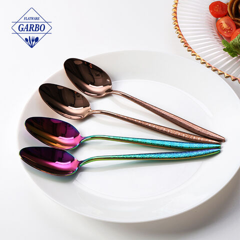 Rainbow dineer  Spoon Set with  laser design handle