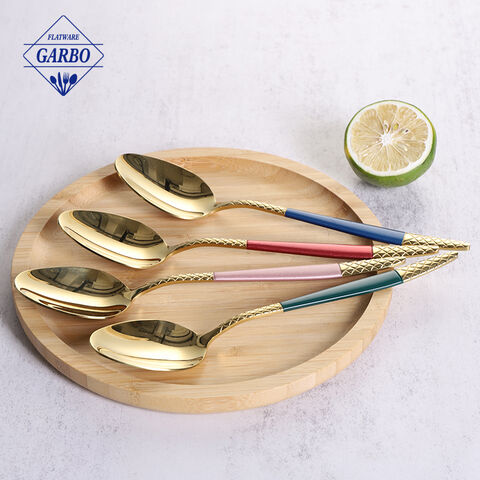 Middle east style gold color stainless steel cutlery mirror buli kutsara hapunan