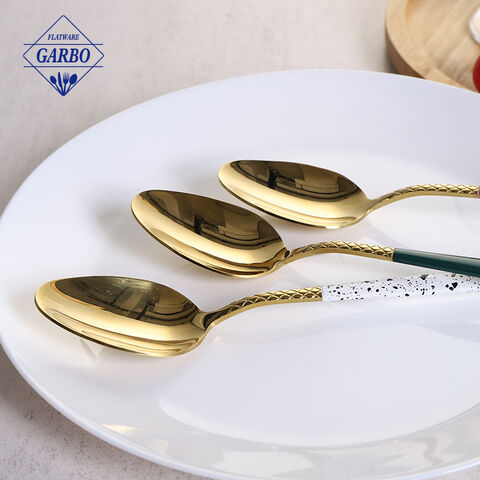 Middle east style gold color stainless steel cutlery mirror polishing dinner spoon