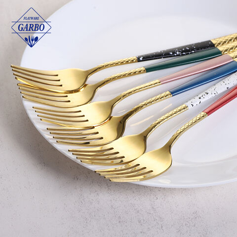 Dekorasyon na Kulay ng Handle Gold Stainless Steel Cutlery Dinner Fork