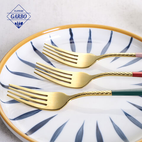 Dekorasyon na Kulay ng Handle Gold Stainless Steel Cutlery Dinner Fork