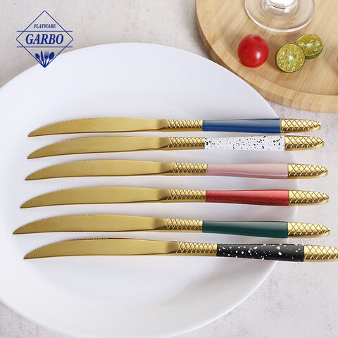 Amazon Trending Unique Handle Golden Stainless Steel Dinner Knife Steak Knife