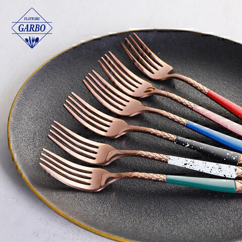 Trending Top Seller Rose Golden Decorative Handle Stainless Steel Dinner Fork