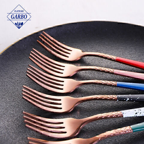 Trending Top Seller Rose Golden Decorative Handle Stainless Steel Dinner Fork