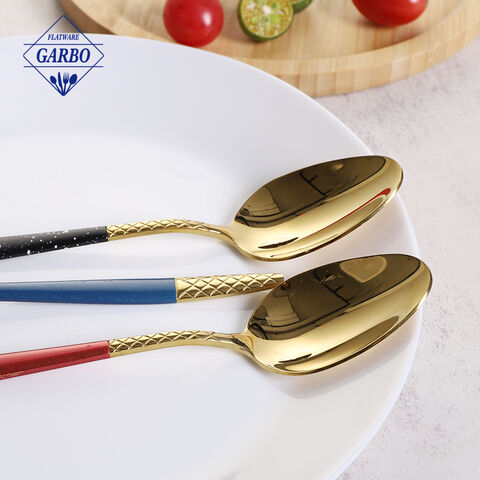 Mahabang Handle Gold Plated Stainless Steel Iced Tea Spoon para sa Paghalo