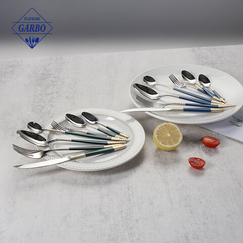 Russian Retail Market Best Selling Silver Golden Plated Metal Dinnerware Set