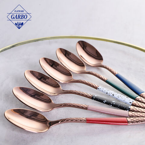 Stock Available Amazon Style Rose Golden Mirror Stainless Steel Dinner Spoon