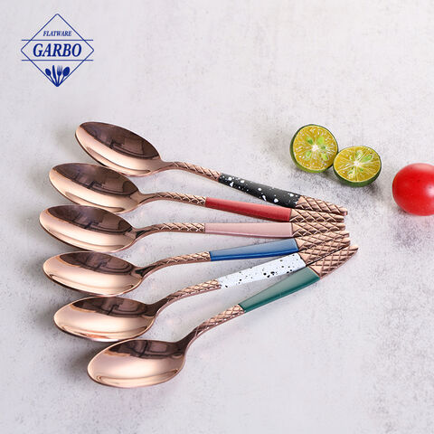 Stock Available Amazon Style Rose Golden Mirror Stainless Steel Dinner Spoon