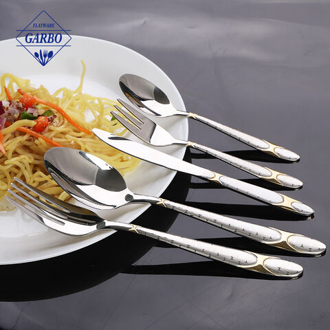 201 stainless steel cutlery with gold electroplating handle Arabic style kitchen utensil set