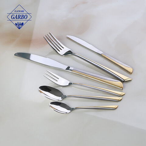 China manufacture gold plating handle stainless steel flatware set for home use