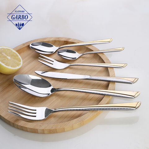 Silver high quality 6pcs flatware set na may plating luxury handle