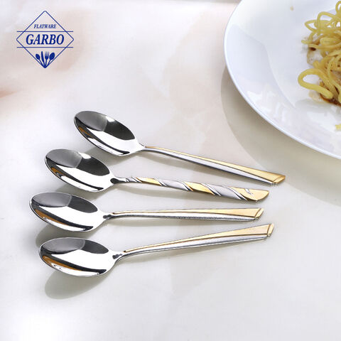 Gold e-plating handle 201 stainless steel coffee spoon for daily use