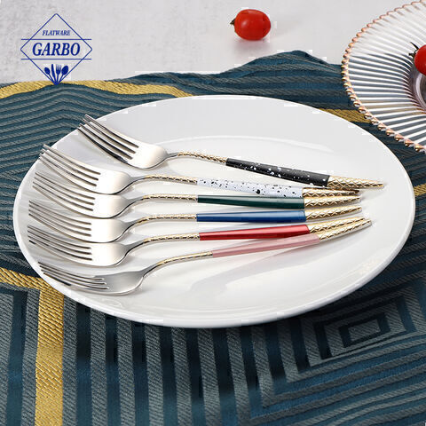 Garpu makan malam reka bentuk baharu 201 berkualiti tinggi dengan garpu pinggan mangkuk warna sekerat