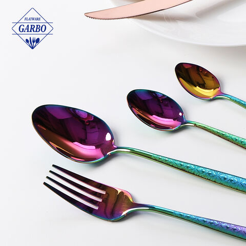 Wedding Party Rainbow Color Stainless Steel Cutlery Set Can color